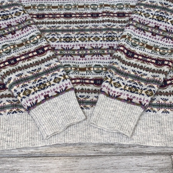 J.crew 100% Lamb Wool Print Pattern Knit Sweater Sz Medium - Picture 12 of 14